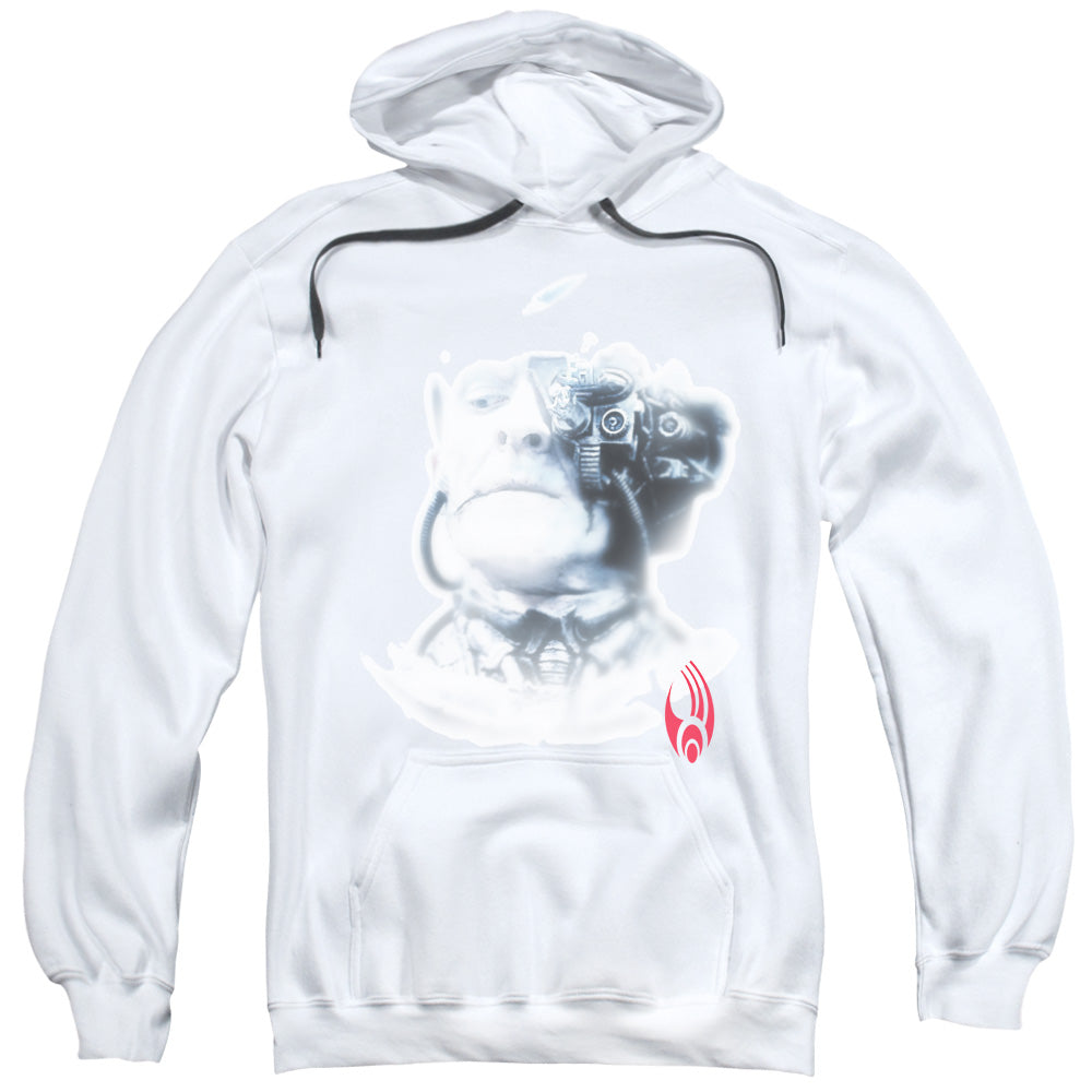 STAR TREK/BORG HEAD - ADULT PULLOVER HOODIE - WHITE