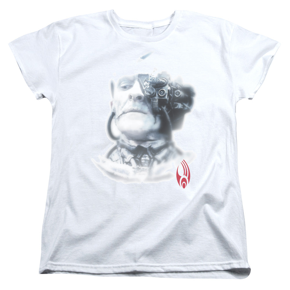 STAR TREK/BORG HEAD - S/S WOMENS TEE - WHITE