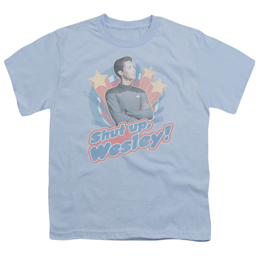 STAR TREK/SHUT UP WESLEY - S/S YOUTH 18/1 - LIGHT BLUE