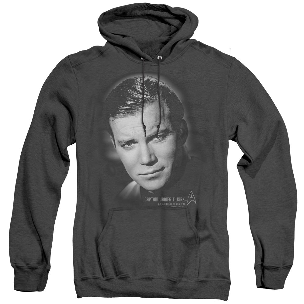STAR TREK/CAPTAIN KIRK PORTRAIT - ADULT HEATHER HOODIE - BLACK