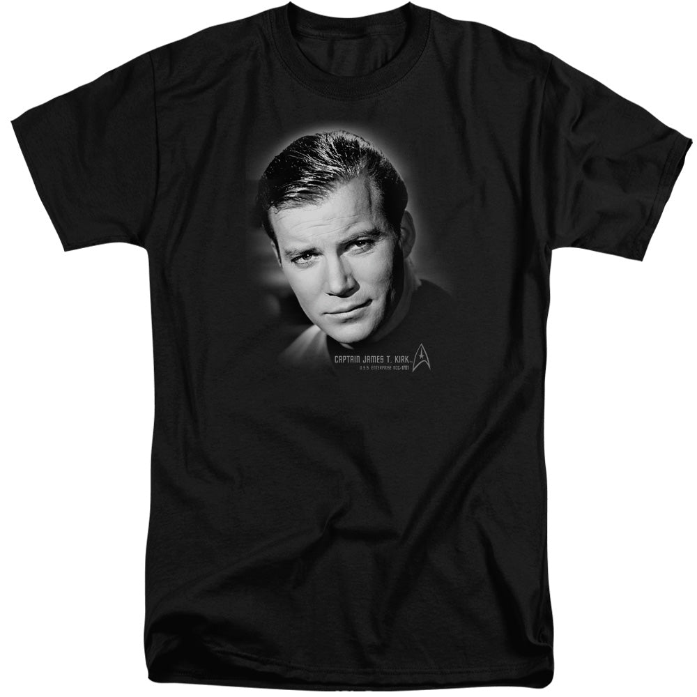 STAR TREK/CAPTAIN KIRK PORTRAIT - S/S ADULT TALL 18/1 - BLACK