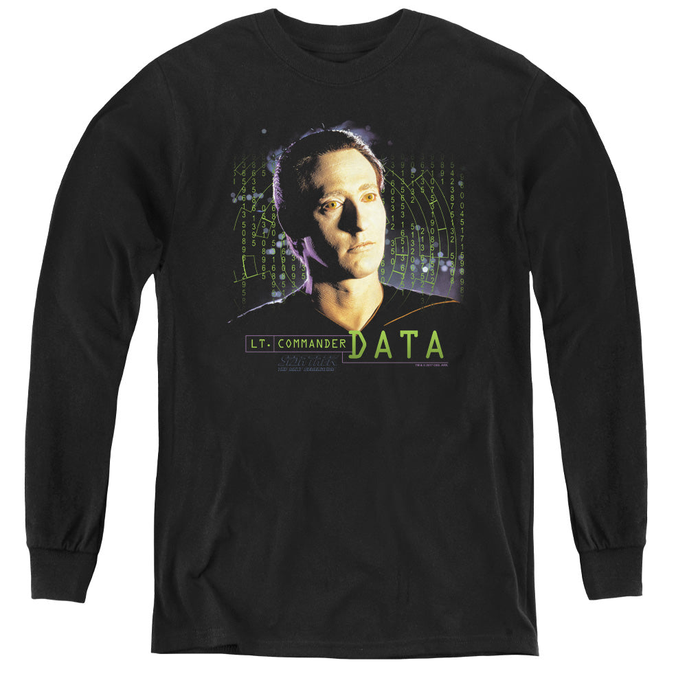 STAR TREK/DATA - YOUTH LONG SLEEVE TEE - BLACK