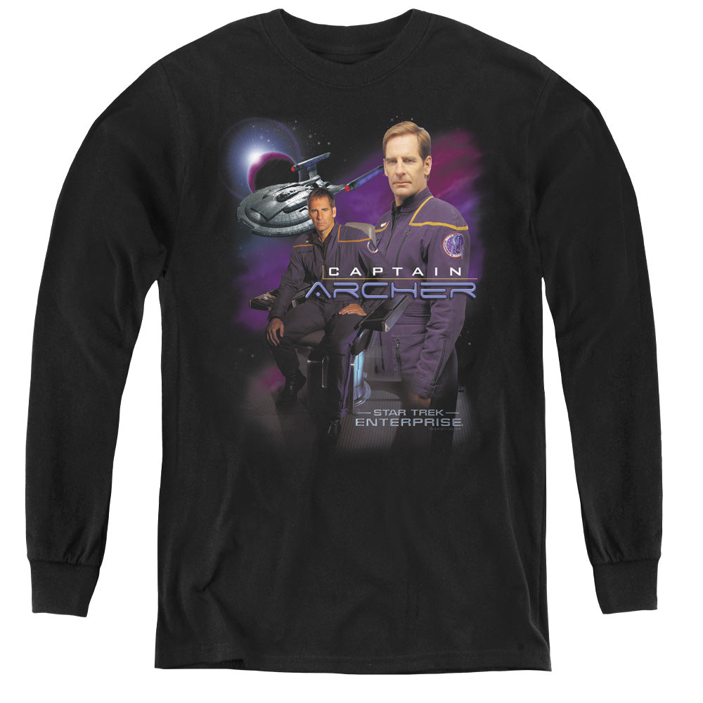 STAR TREK/CAPTAIN ARCHER - YOUTH LONG SLEEVE TEE - BLACK