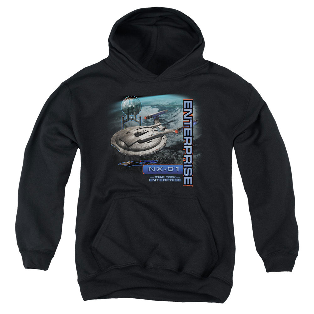 STAR TREK/ENTERPRISE NX 01 - YOUTH PULLOVER HOODIE - BLACK