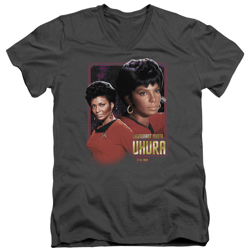 STAR TREK/LIEUTENANT UHURA - S/S ADULT V-NECK 30/1 - CHARCOAL