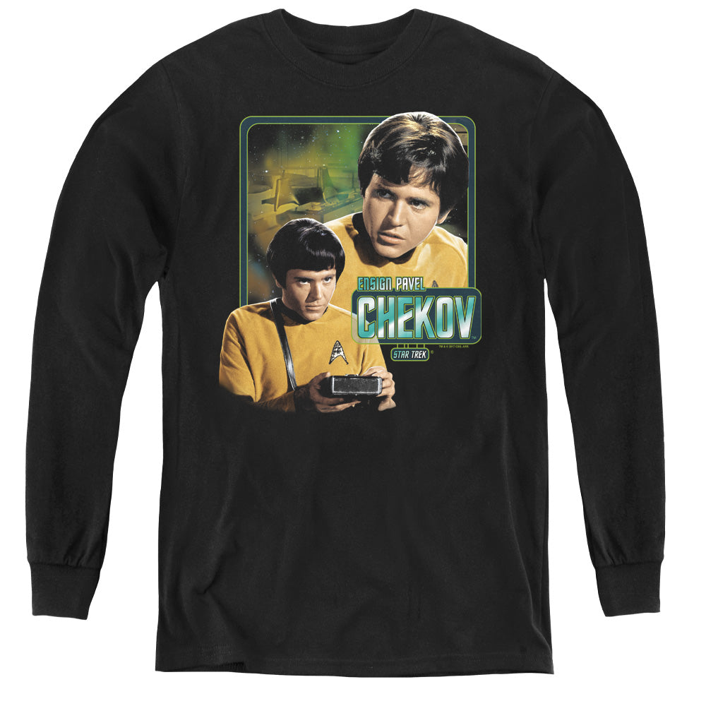 STAR TREK/ENSIGN CHEKOV - YOUTH LONG SLEEVE TEE - BLACK