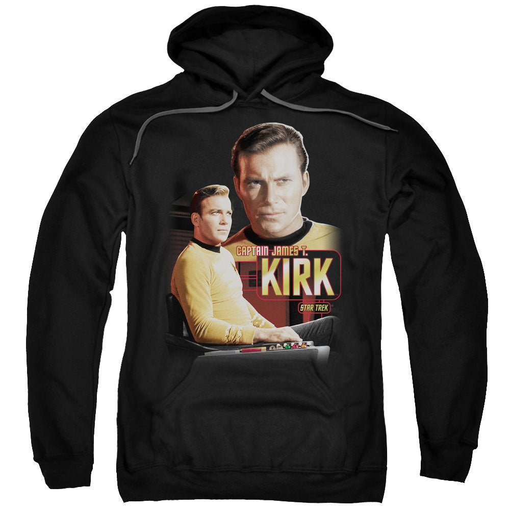 STAR TREK/CAPTAIN KIRK - ADULT PULLOVER HOODIE - BLACK
