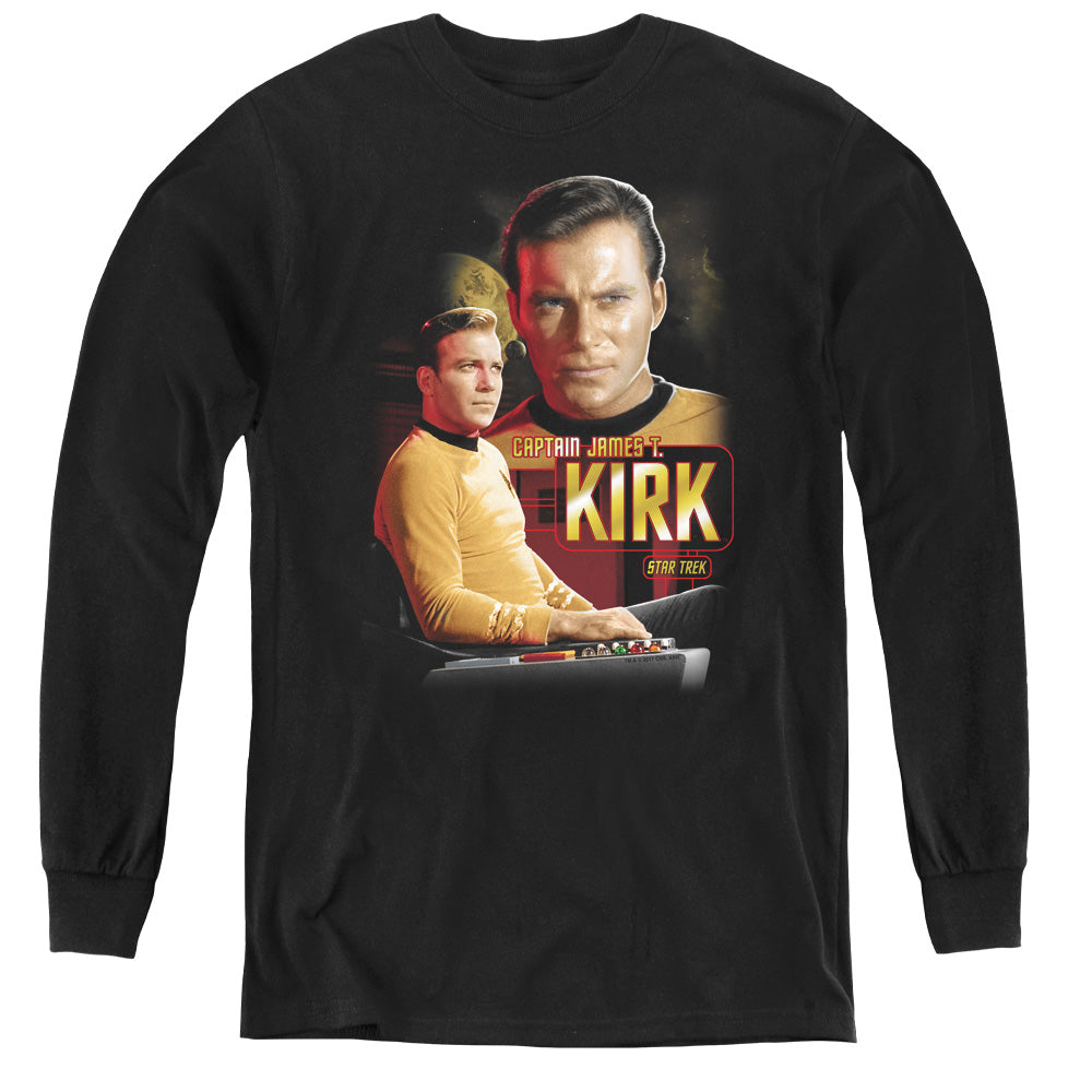 STAR TREK/CAPTAIN KIRK - YOUTH LONG SLEEVE TEE - BLACK
