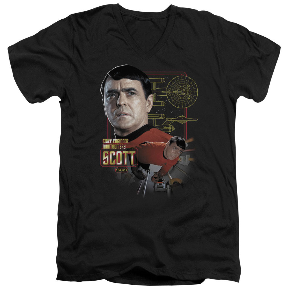 STAR TREK/CHIEF ENGINEER SCOTT - S/S ADULT V-NECK 30/1 - BLACK