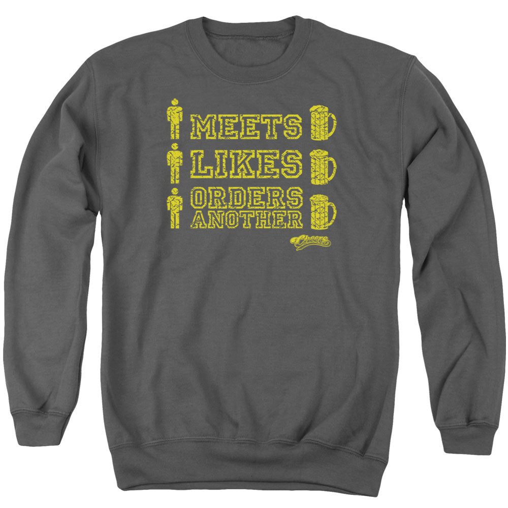 CHEERS/MAN MEETS BEER - ADULT CREWNECK SWEATSHIRT - CHARCOAL