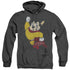 MIGHTY MOUSE/CLASSIC HERO - ADULT HEATHER HOODIE - BLACK