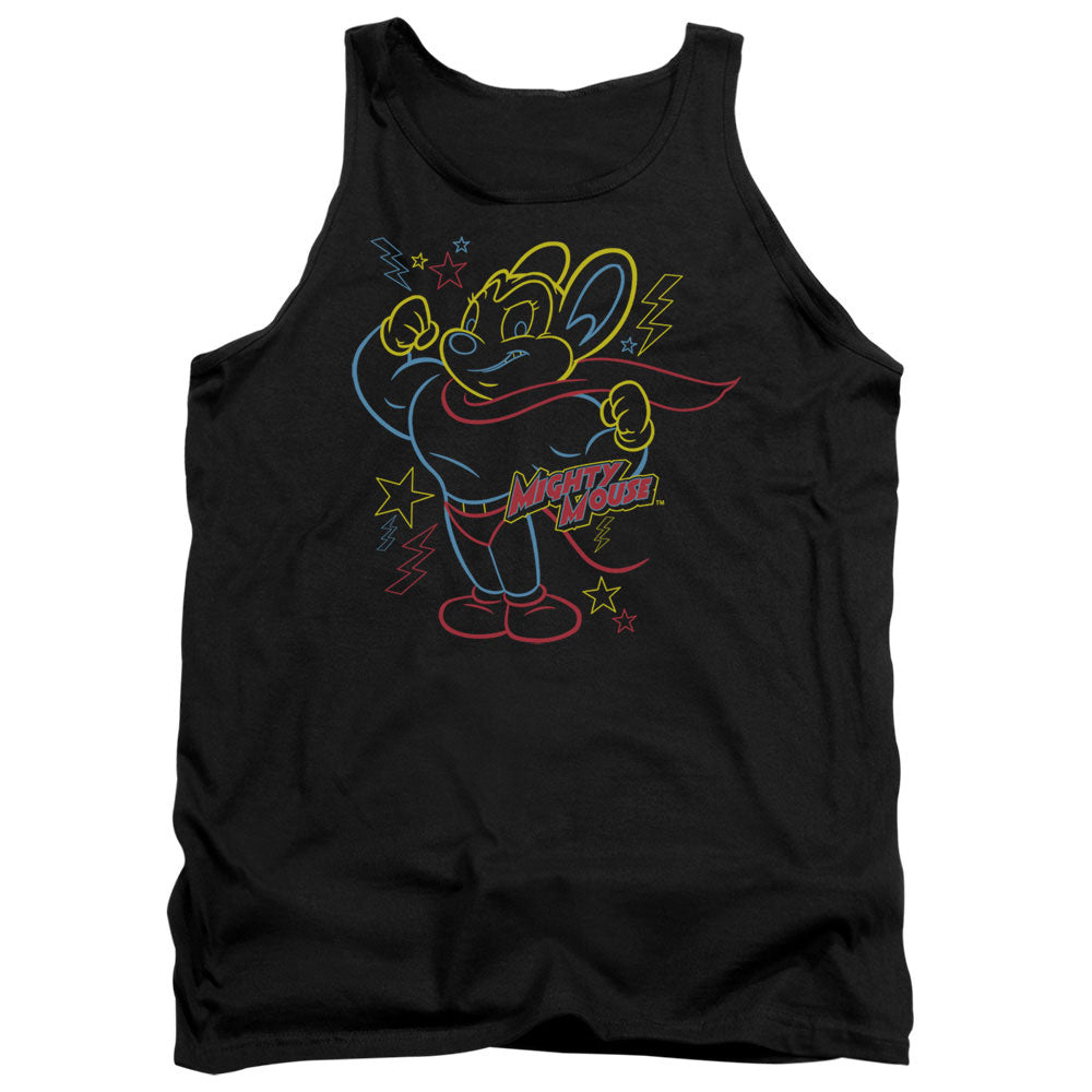 MIGHTY MOUSE/NEON HERO - ADULT TANK - BLACK