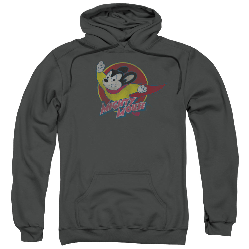 MIGHTY MOUSE/MIGHTY CIRCLE - ADULT PULLOVER HOODIE - CHARCOAL