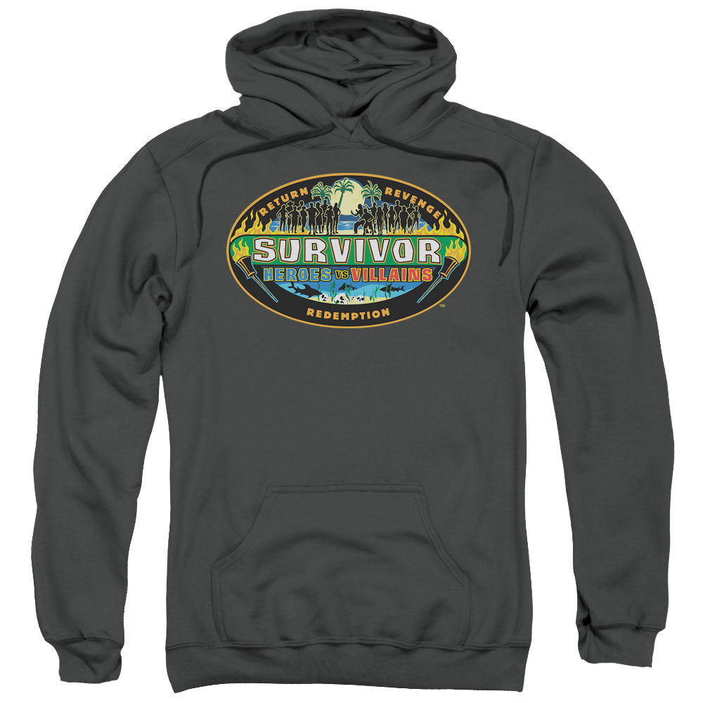 SURVIVOR/HEROES VS VILLAINS - ADULT PULLOVER HOODIE - CHARCOAL