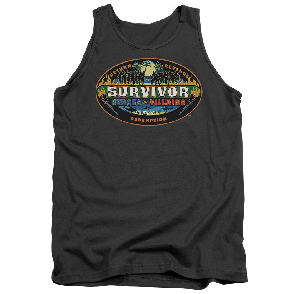 SURVIVOR/HEROES VS VILLAINS - ADULT TANK - CHARCOAL