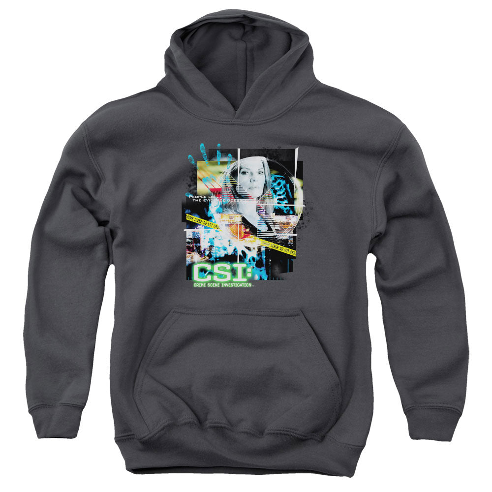 CSI/EVIDENCE COLLAGE - YOUTH PULLOVER HOODIE - CHARCOAL