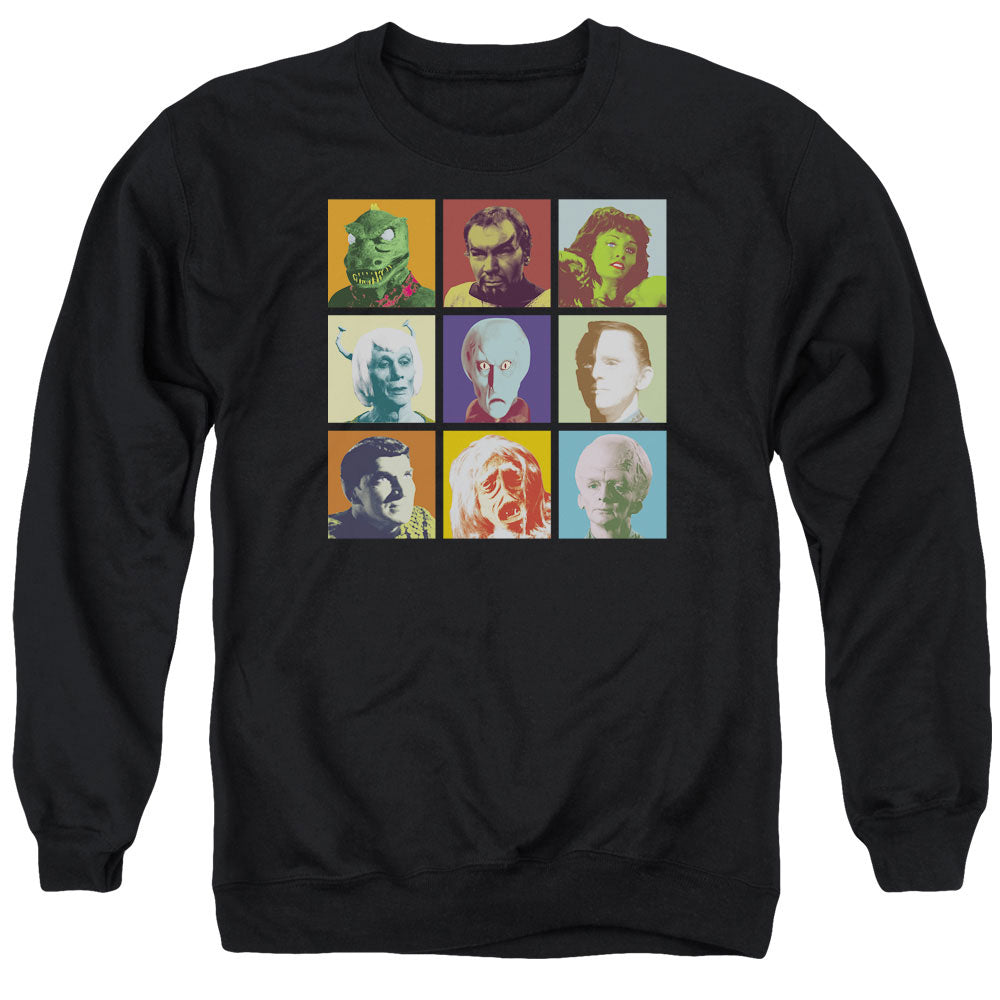 STAR TREK/ALIEN SQUARES - ADULT CREWNECK SWEATSHIRT - BLACK