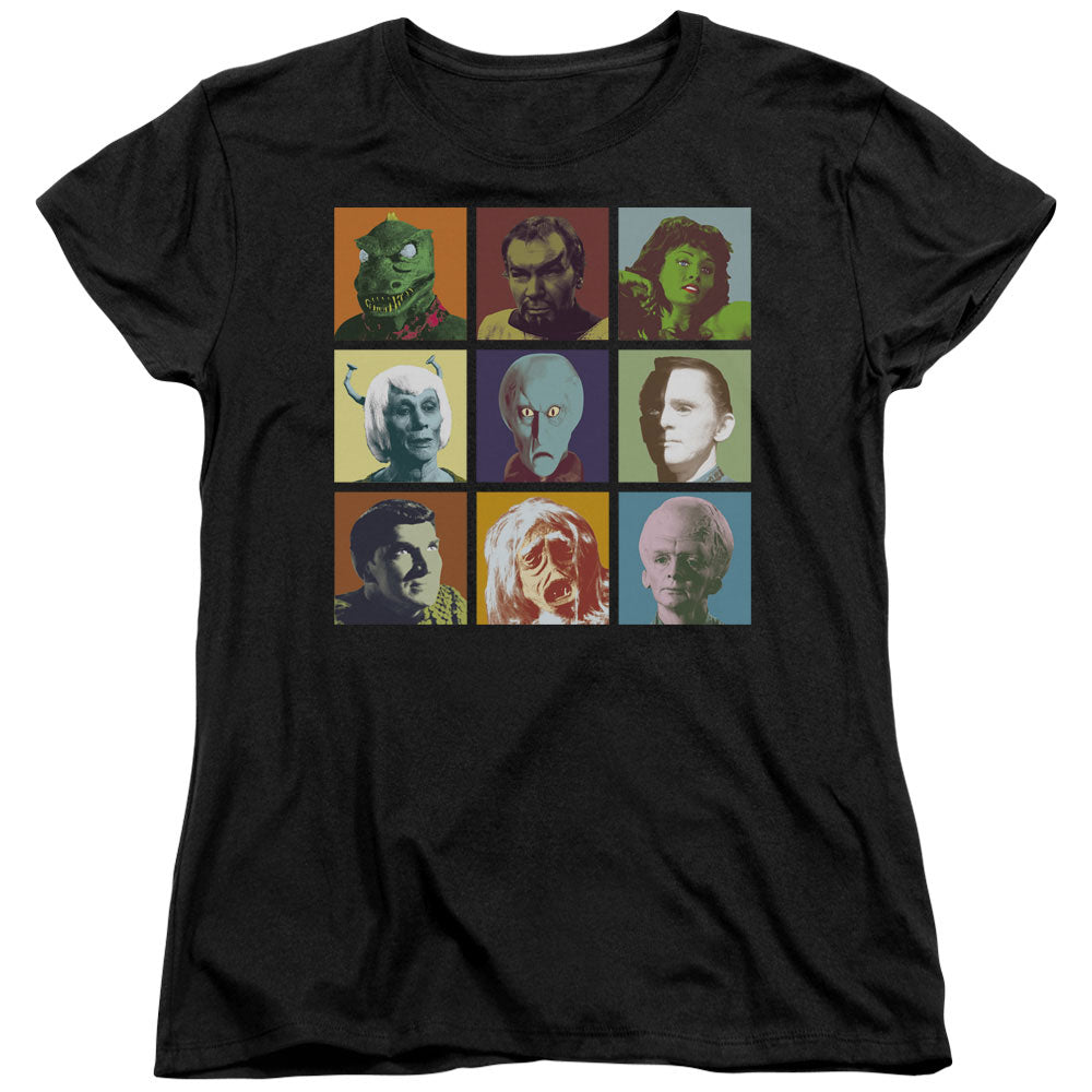 STAR TREK/ALIEN SQUARES - S/S WOMENS TEE - BLACK