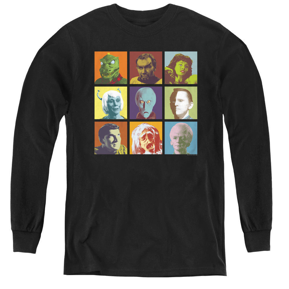STAR TREK/ALIEN SQUARES - YOUTH LONG SLEEVE TEE - BLACK