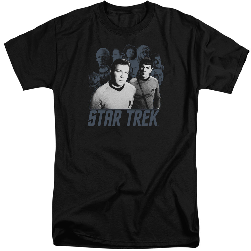 STAR TREK/KIRK SPOCK AND COMPANY - S/S ADULT TALL 18/1 - BLACK