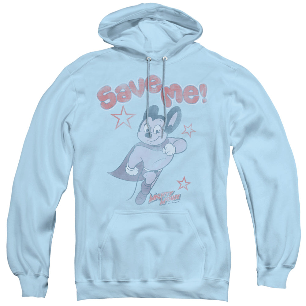 MIGHTY MOUSE/SAVE ME - ADULT PULLOVER HOODIE - LIGHT BLUE