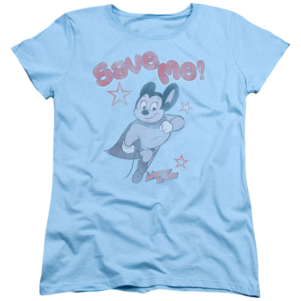 MIGHTY MOUSE/SAVE ME - S/S WOMENS TEE - LIGHT BLUE