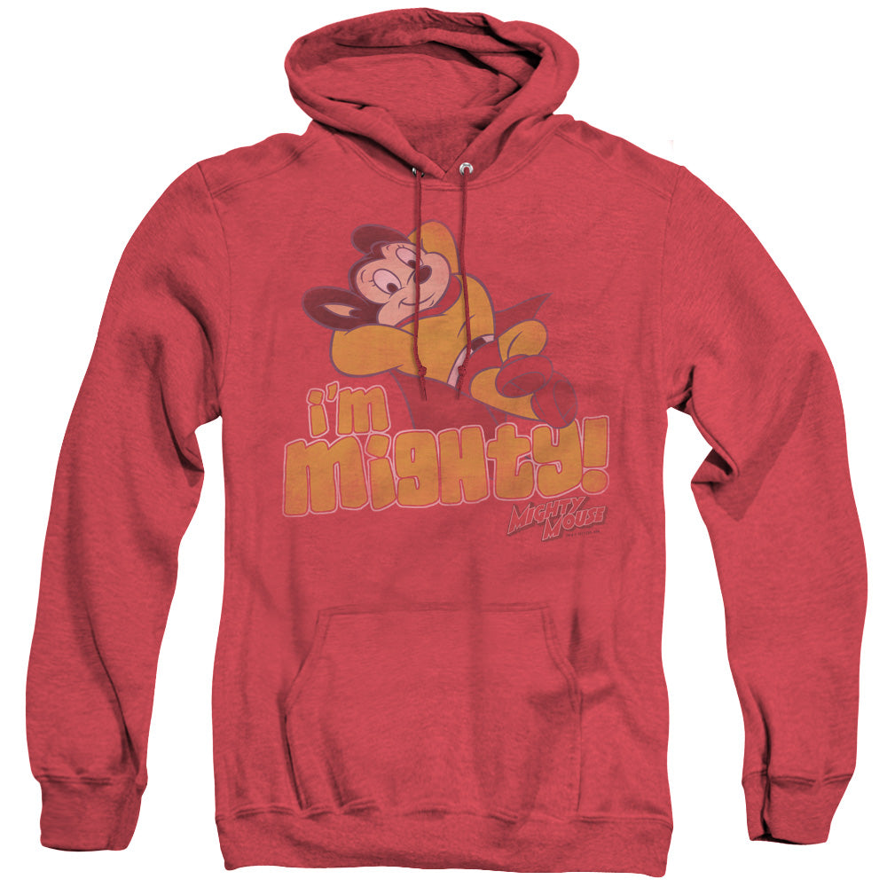 MIGHTY MOUSE/IM MIGHTY - ADULT HEATHER HOODIE - RED
