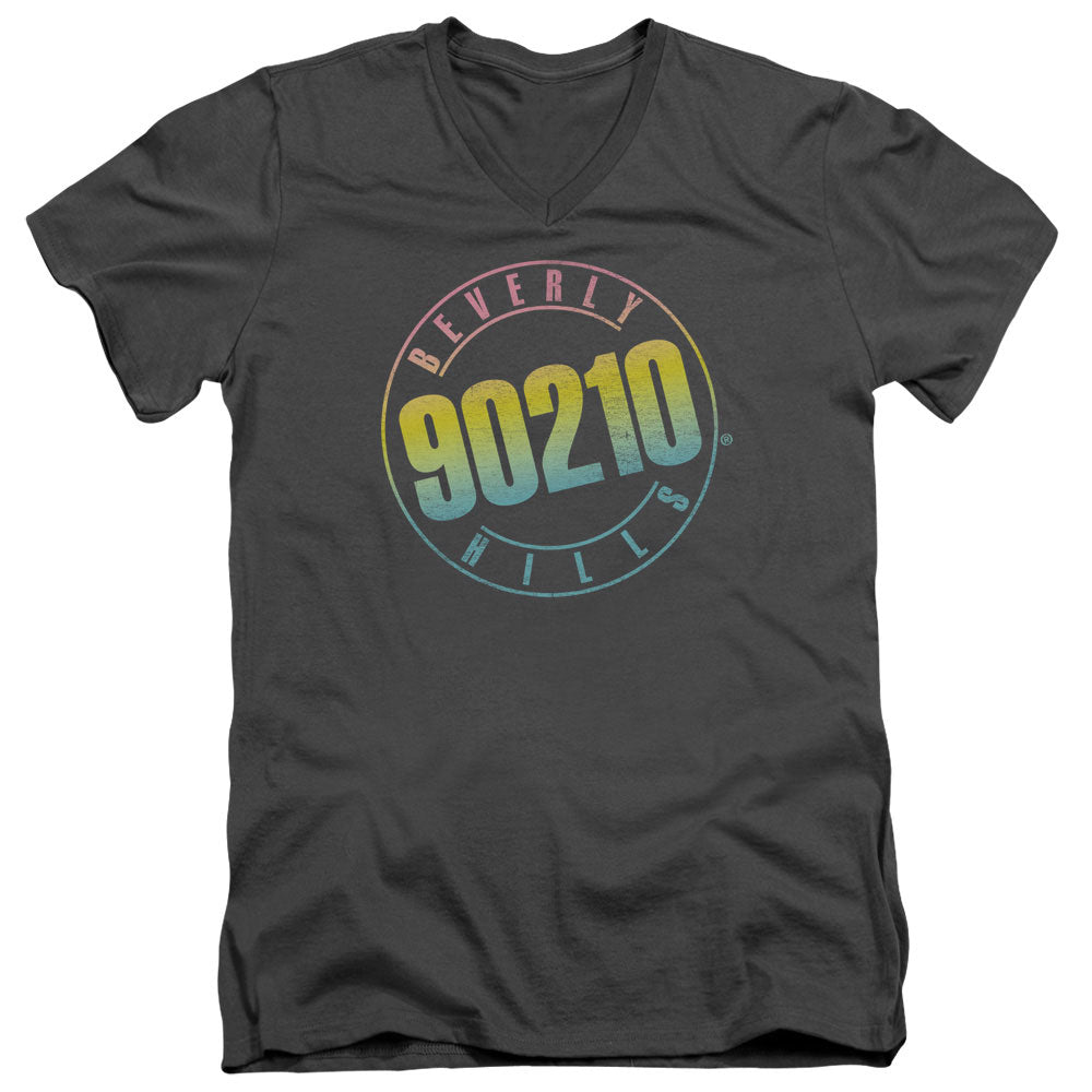 90210/COLOR BLEND LOGO - S/S ADULT V-NECK 30/1 - CHARCOAL