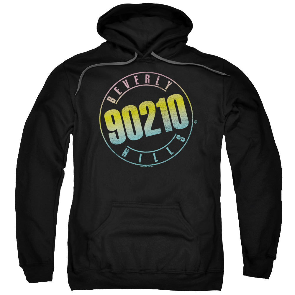 90210/COLOR BLEND LOGO - ADULT PULLOVER HOODIE - BLACK
