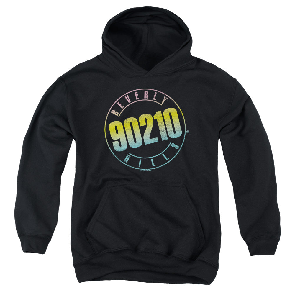 90210/COLOR BLEND LOGO - YOUTH PULLOVER HOODIE - BLACK