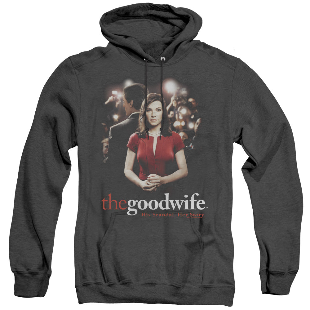 THE GOOD WIFE/BAD PRESS - ADULT HEATHER HOODIE - BLACK