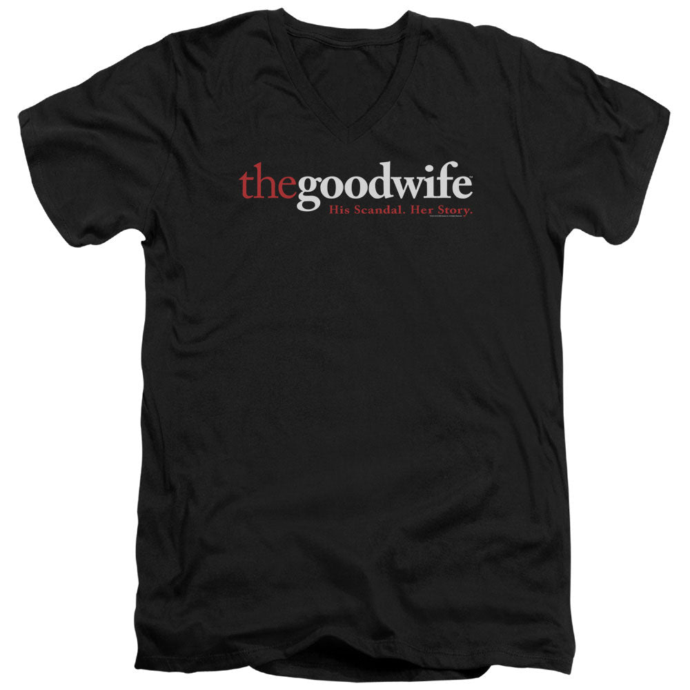 THE GOOD WIFE/LOGO - S/S ADULT V-NECK 30/1 - BLACK