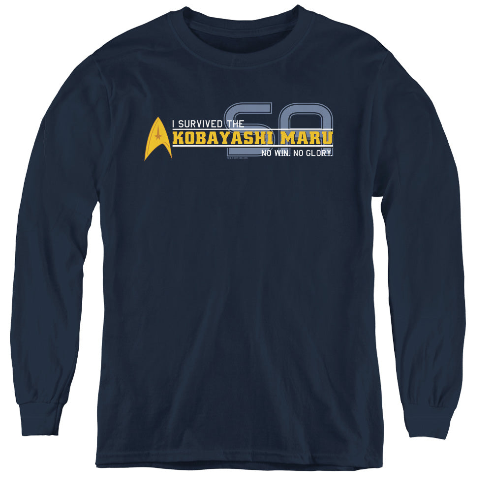 STAR TREK/I SURVIVED - YOUTH LONG SLEEVE TEE - NAVY