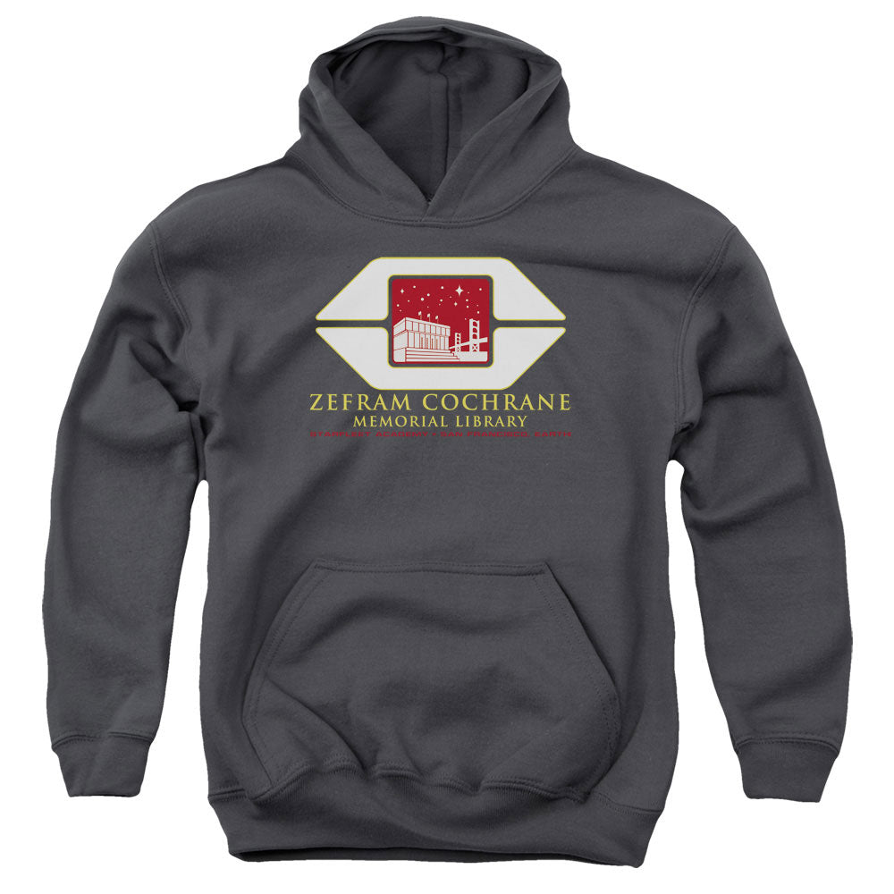 STAR TREK/COCHRANE LIBRARY - YOUTH PULLOVER HOODIE - CHARCOAL