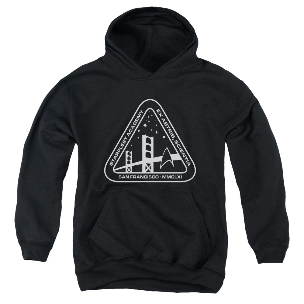 STAR TREK/WHITE ACADEMY LOGO - YOUTH PULLOVER HOODIE - BLACK