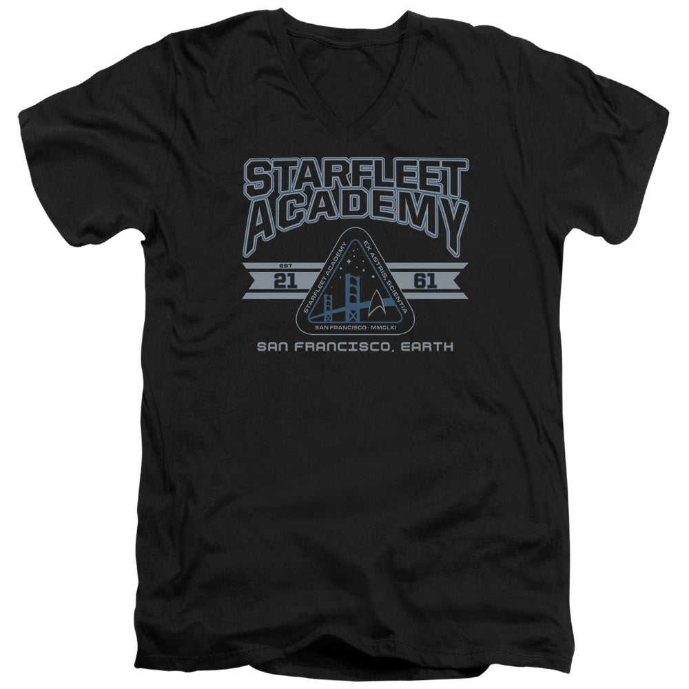 STAR TREK/STARFLEET ACADEMY EARTH - S/S ADULT V-NECK 30/1 - BLACK