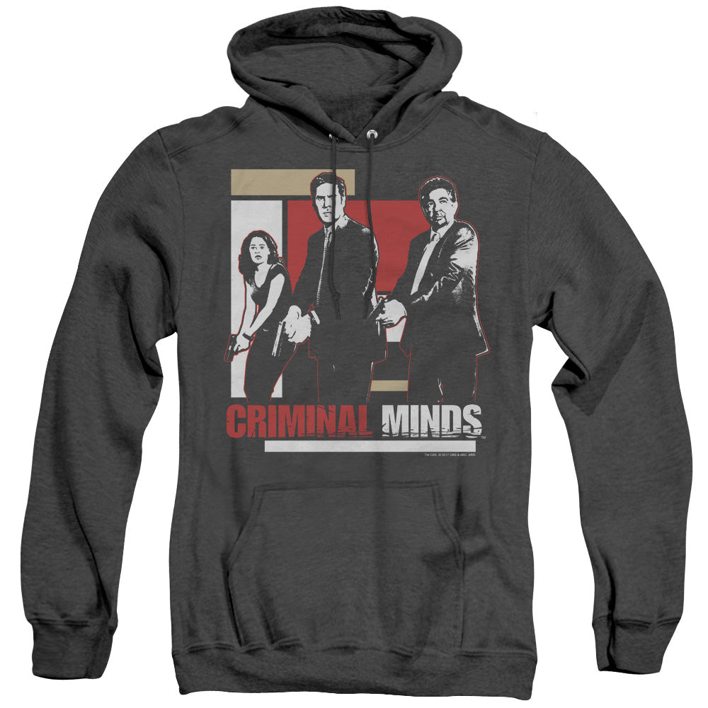 CRIMINAL MINDS/GUNS DRAWN - ADULT HEATHER HOODIE - BLACK