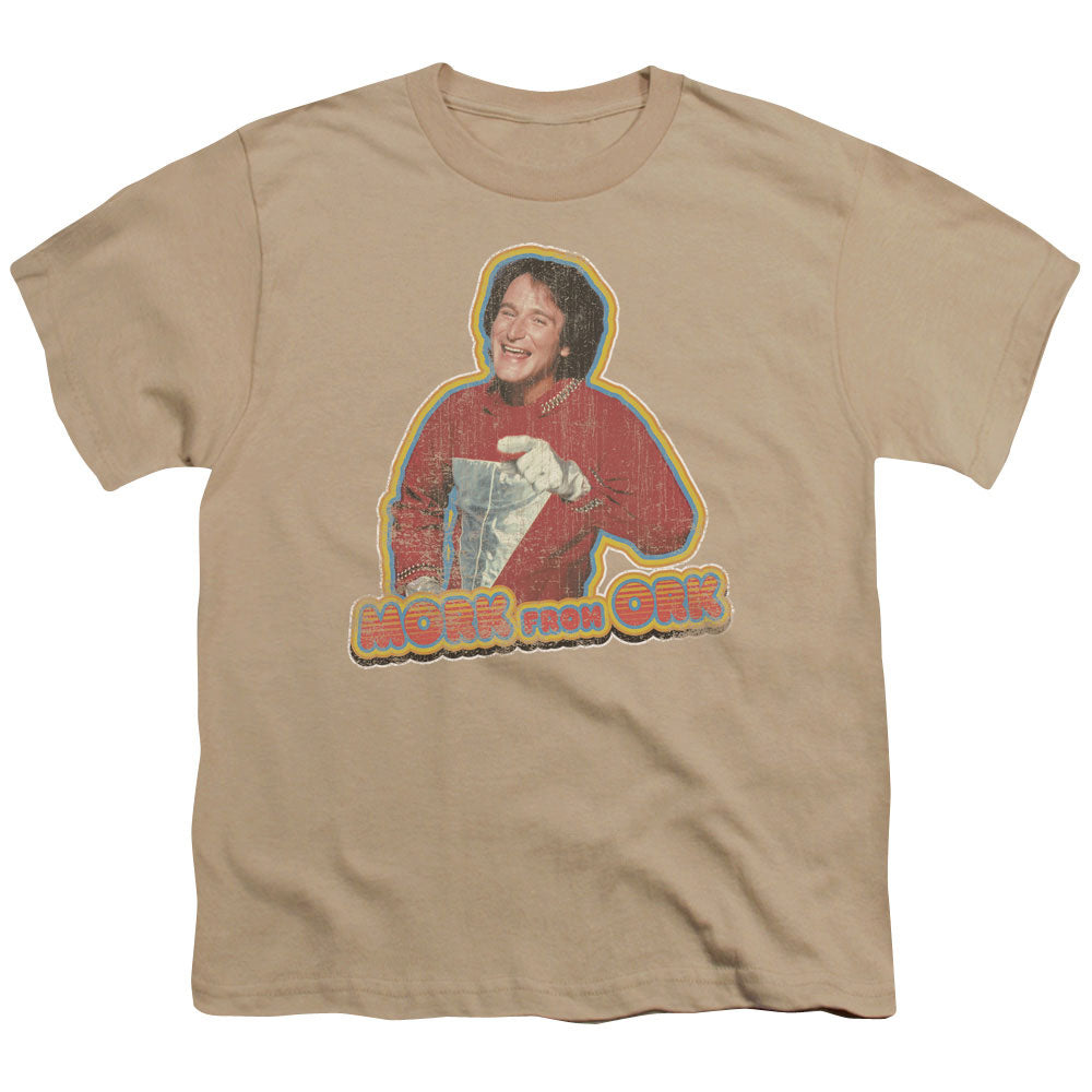 MORK & MINDY/MORK IRON ON - S/S YOUTH 18/1 - SAND