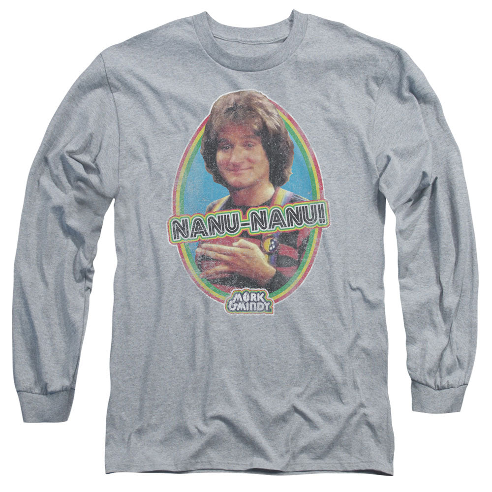 MORK & MINDY/NANU NANU - L/S ADULT 18/1 - ATHLETIC HEATHER
