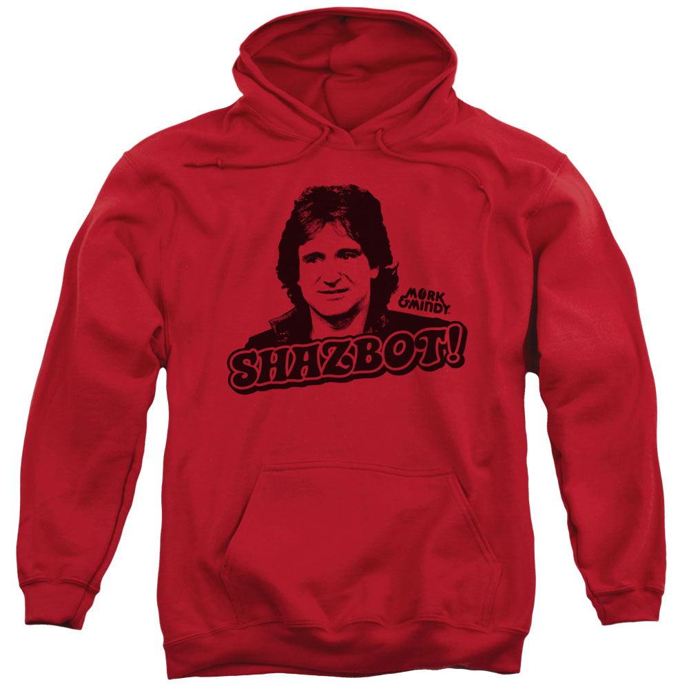 MORK &AMP; MINDY/SHAZBOT - ADULT PULLOVER HOODIE - RED