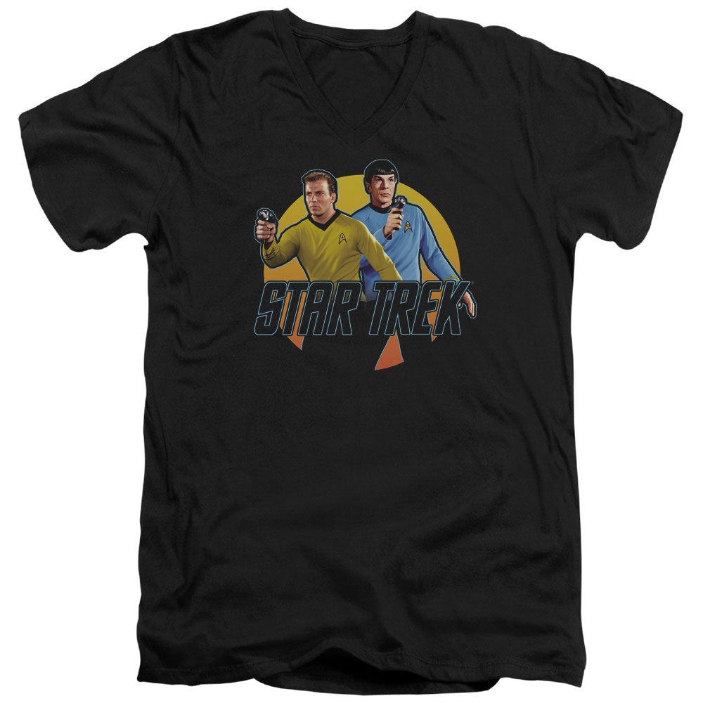 STAR TREK/PHASERS READY - S/S ADULT V-NECK 30/1 - BLACK