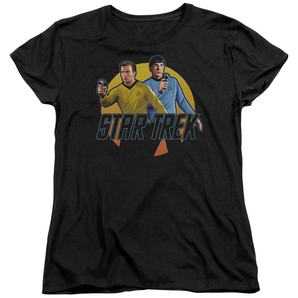 STAR TREK/PHASERS READY - S/S WOMENS TEE - BLACK