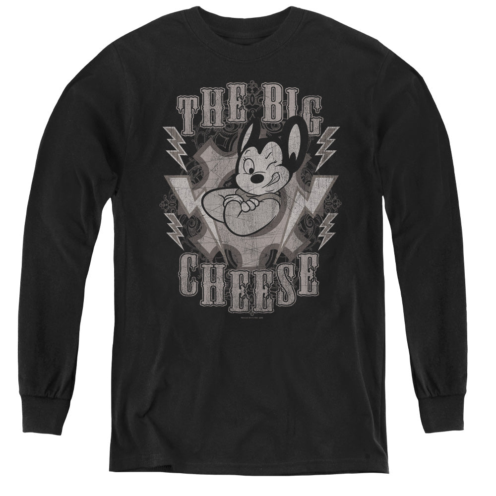 MIGHTY MOUSE/THE BIG CHEESE - YOUTH LONG SLEEVE TEE - BLACK