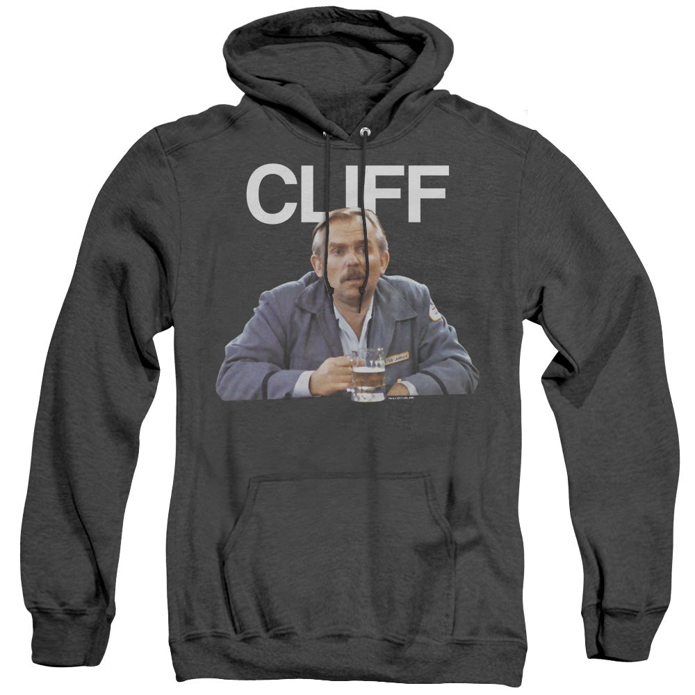 CHEERS/CLIFF - ADULT HEATHER HOODIE - BLACK