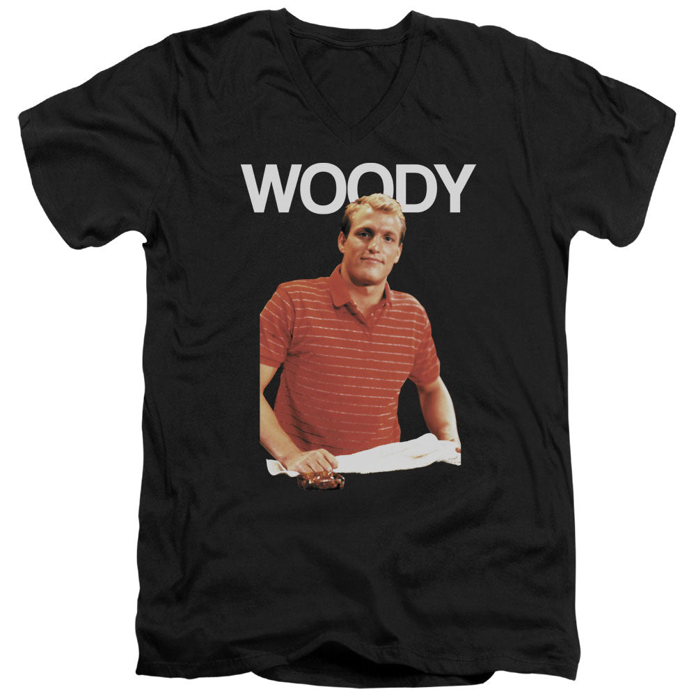 CHEERS/WOODY - S/S ADULT V-NECK 30/1 - BLACK