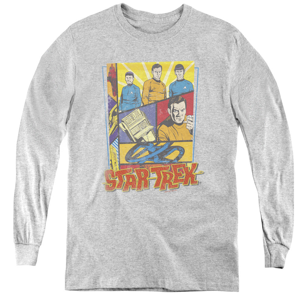 STAR TREK/VINTAGE COLLAGE - YOUTH LONG SLEEVE TEE - ATHLETIC HEATHER