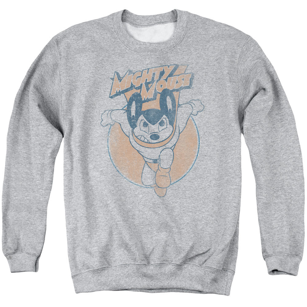 MIGHTY MOUSE/FLYING WITH PURPOSE - ADULT CREWNECK SWEATSHIRT - ATHLETIC HEATHER