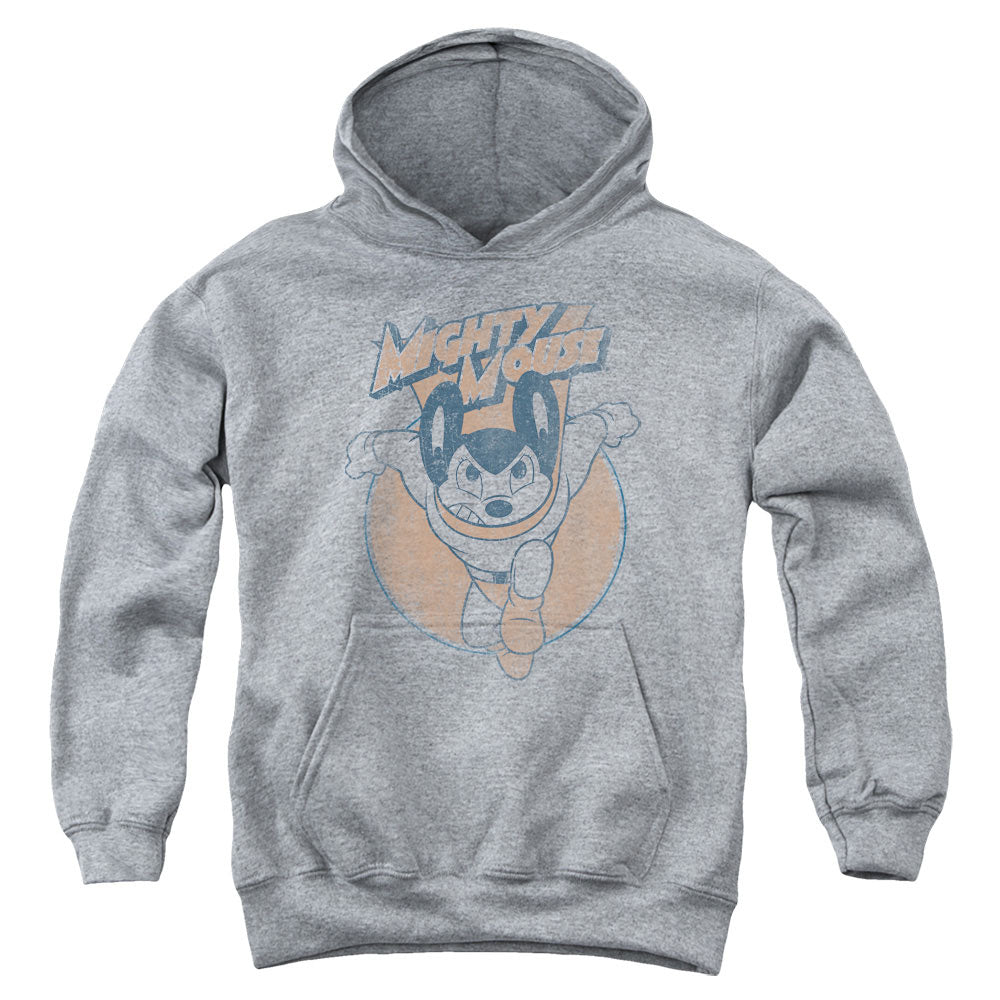 MIGHTY MOUSE/FLYING WITH PURPOSE - YOUTH PULLOVER HOODIE - ATHLETIC HEATHER