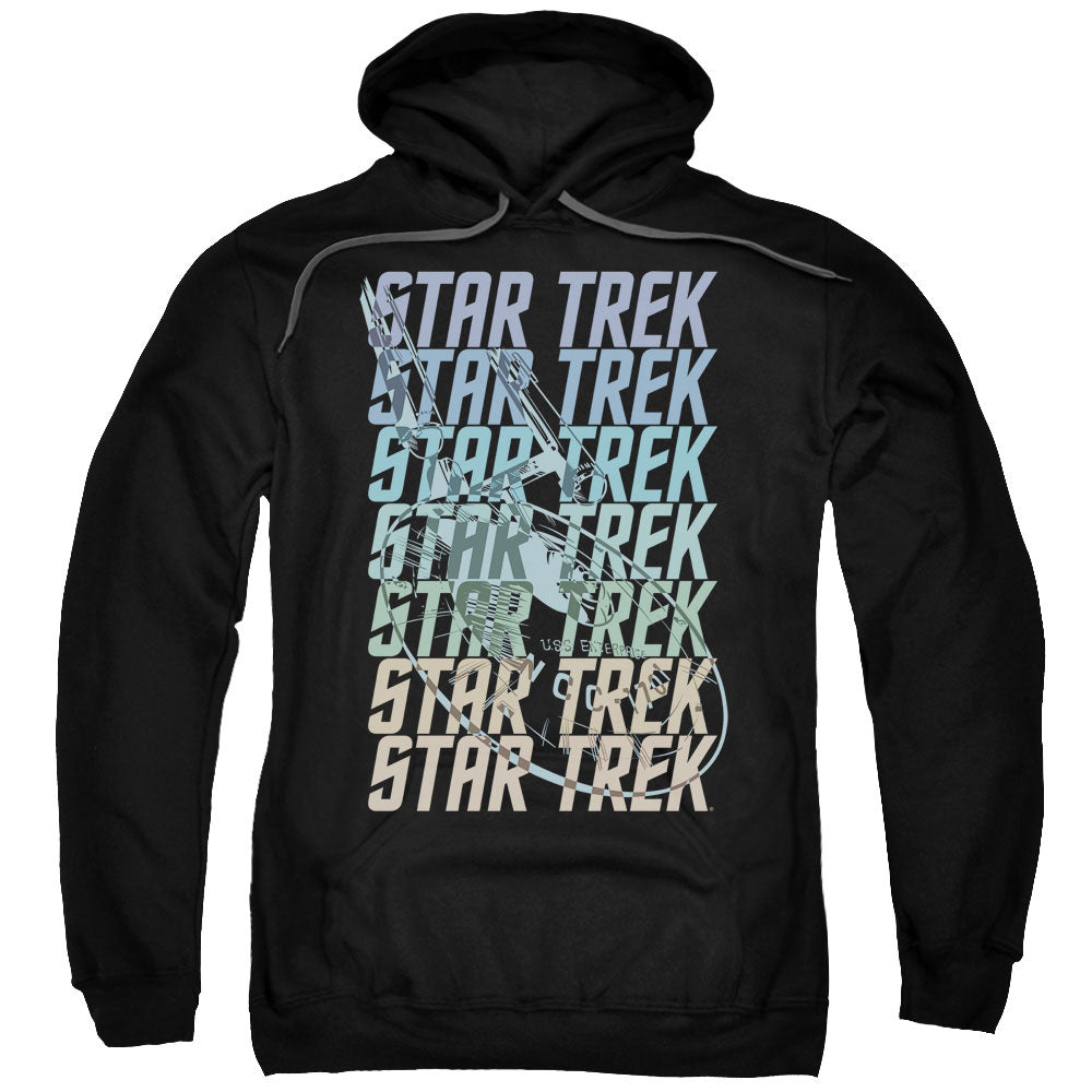 STAR TREK/MULTI LOGO ENTERPRISE - ADULT PULLOVER HOODIE - BLACK
