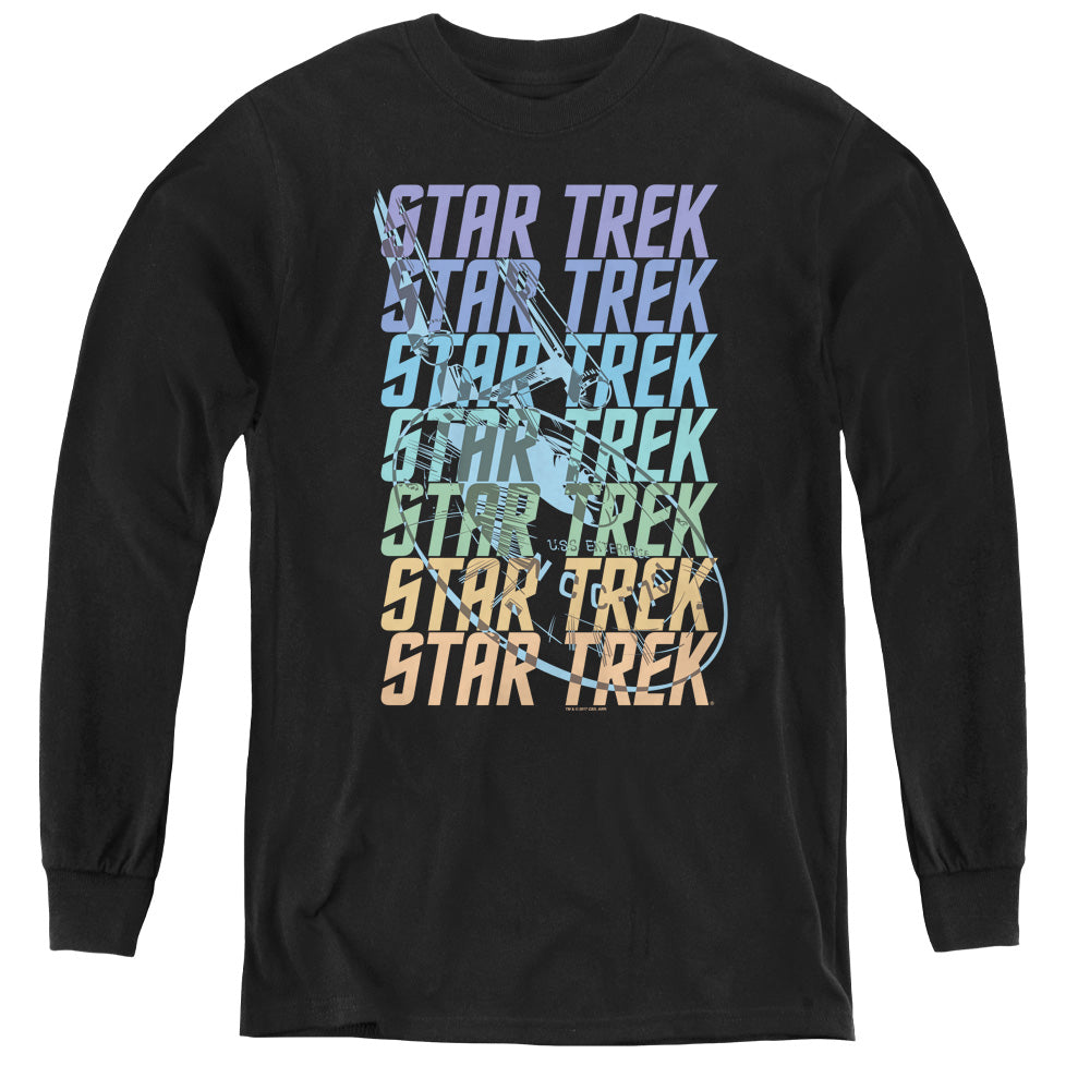 STAR TREK/MULTI LOGO ENTERPRISE - YOUTH LONG SLEEVE TEE - BLACK